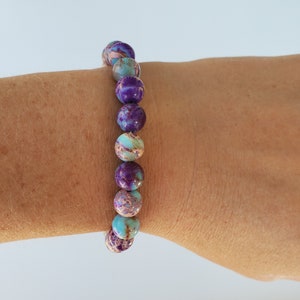 Galaxy Jasper Bracelet, Blue Purple Imperial Jasper, Aromatherapy Diffuser