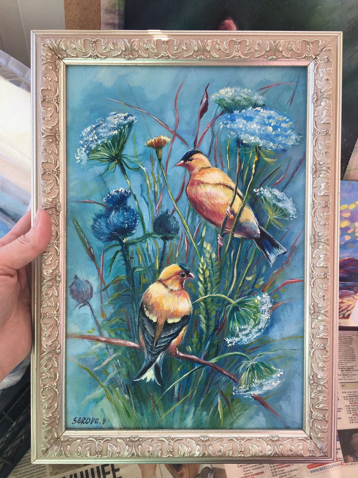 Bird Artwork Framed Painting With Frame Pair Wall Art Gift For Etsy