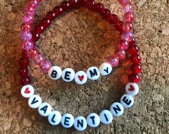 Be My Valentine Bracelet | Valentine's Bracelet | Personalized Bracelet | Beaded Bracelet | Initial Bracelet | Name Bead Bracelet