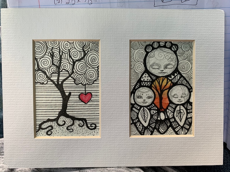 Oshka family and heart tree double mini