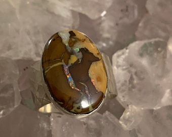 Boulder Opaal Ovale ring