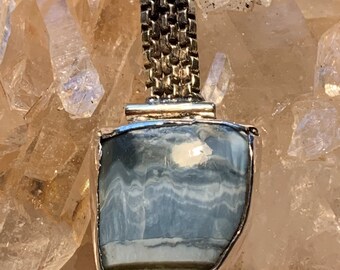 Blue opal dangle with trees