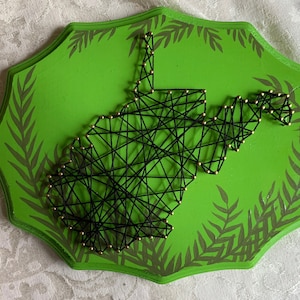 West Virginia nail art light green with olive green ferns.