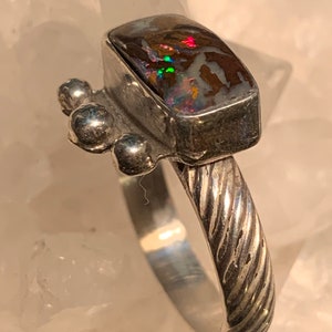 Rectangular boulder opal ring