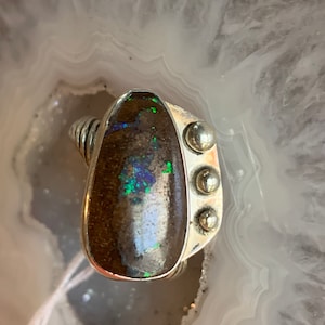 Boulder Opal Triple Dot ring