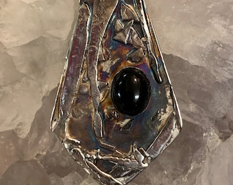 Shield obsidian pendant