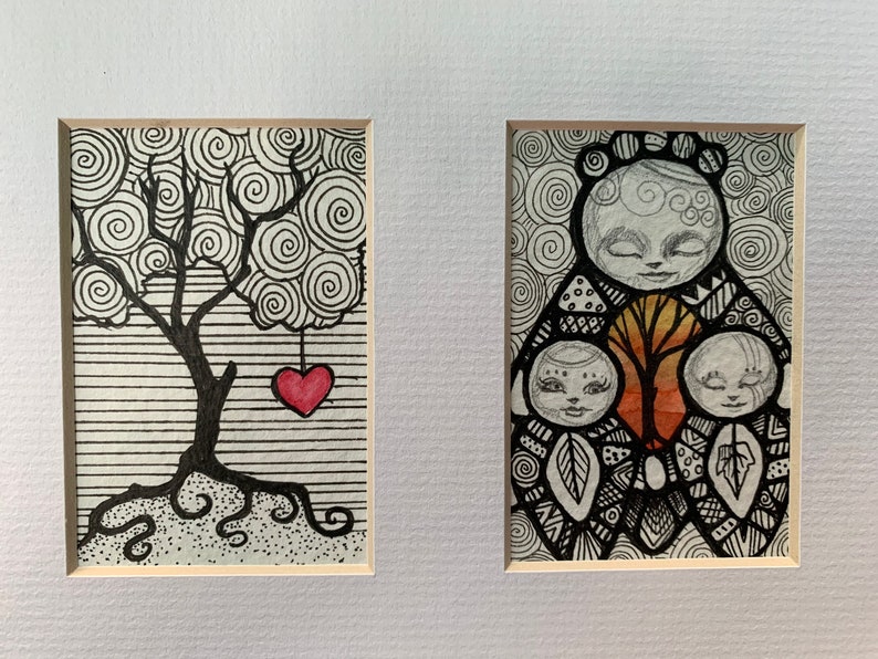 Oshka family and heart tree double mini