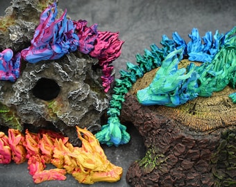 Articulated 3D Woodland Dragon | 3D Print Fantasy Moving Dragon Figure | Gamer Set-Up Decoration Anime Dragon