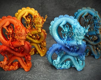 Azure Cloud Wyrm Dragon | 3D Print Chinese Fantasy Moving Dragon Figure | Gamer Set-Up Decoration Anime Japan Asian Haku Ghost Dragon