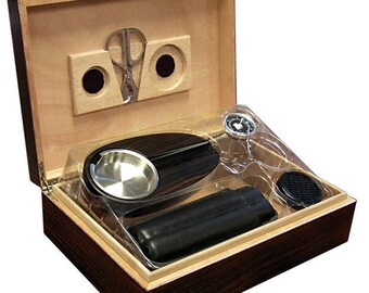 Cigar Humidor, Gift Set, Cigar Humidor Box 50 Cigars Holder Box Groomsmen Cigar Gift