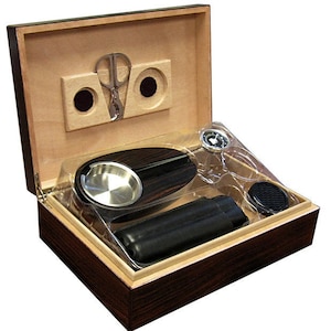 Cigar Humidor, Gift Set, Cigar Humidor Box 50 Cigars Holder Box Groomsmen Cigar Gift