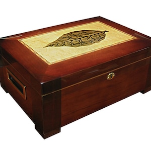 Cigar Humidor, Dark Burl Wood Finish, Vintage Cigar Humidor, Cigar Humidor Gift set 150 Cigars Holder Box