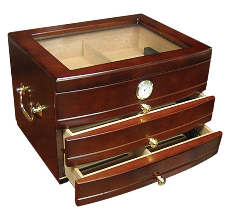 Cigar Humidor, Humidor With Drawers 75 Cigars Holder Box With Drawers