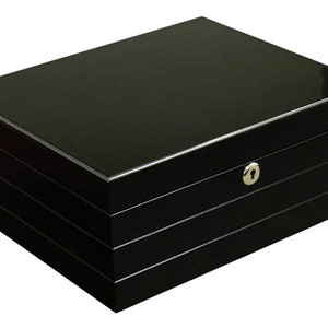 Cigar Humidor, Black Finish, 50 Cigars Holder Box Cigar Humidor Gift Set Gifts for Men
