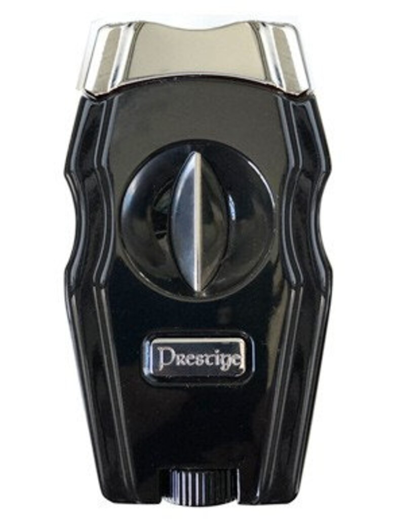 May include: Black and silver cigar cutter and lighter with the word "Prestige" on the front.