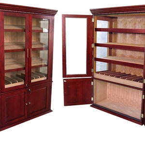 Cigar Humidor, Cigar Cabinet, Cigar Box Gift For Him Cherry Finish