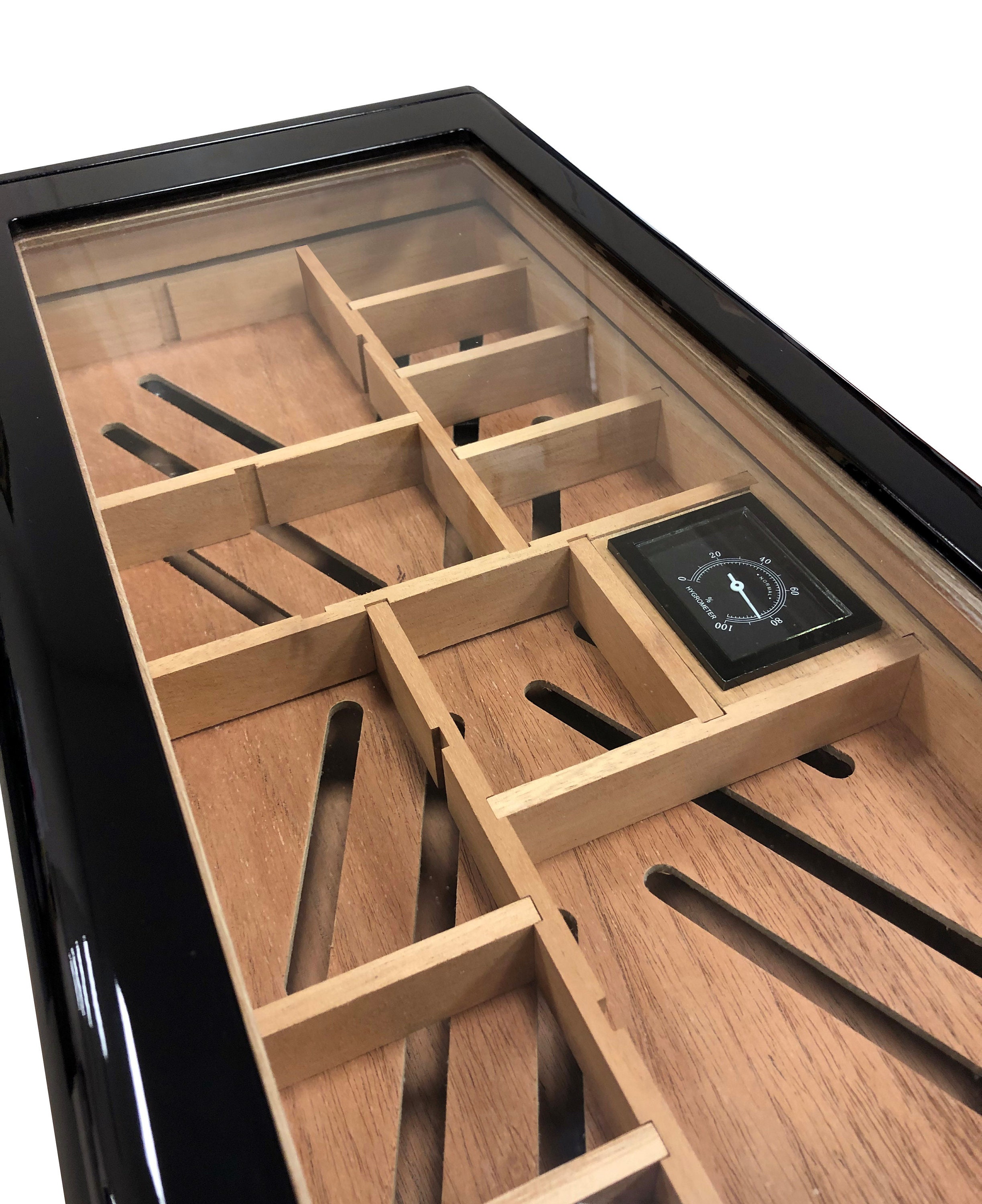 Cigar Humidor, Black With Slide & Lock Dividers Storage 150 Cigars Holder Box Cigar Gift Set Etsy