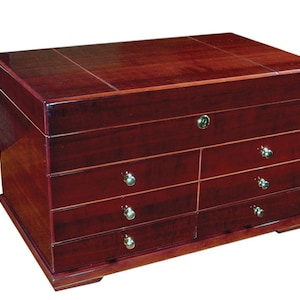 Cigar Humidor, Drawers Lacquer Cherry Wooden, Cigar Humidor Box, 300 Cigars Holder Box Best Humidor for Cigars Gifts For Men Grooms