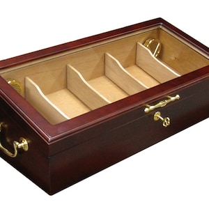 Cherry Countertop Display Wooden Cigar Humidor, 125 Cigars Holder Box, Best Humidor for Cigars, Gifts For Men, Groomsmen Gift