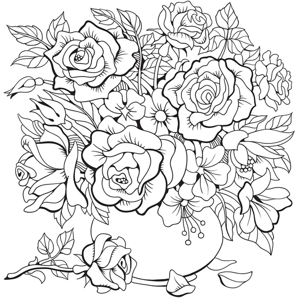 44 Flower Coloring Pages Floral Adult Coloring Pages Printable Adult Coloring Page Etsy