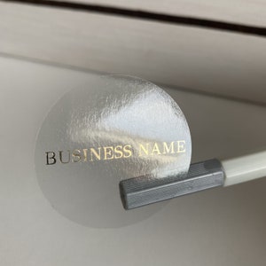 Personalised Business Name | Gold Foil Sticker | Clear Sticker | Small Business Stickers