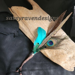 Natural Pheasant and Peacock with Turquoise Feathers Hat Feathers Hatband Decoration