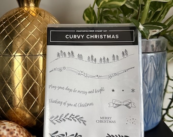 Rare Christmas Curvy Stamp Set