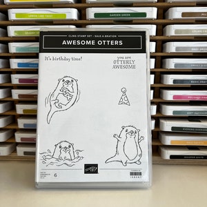 NEW Awesome Otters Stampin Up Stamp Set | Cling Stamp Set | Happy Birthday Stamp Set | Congratulations Stamp Set | Otter Stamp