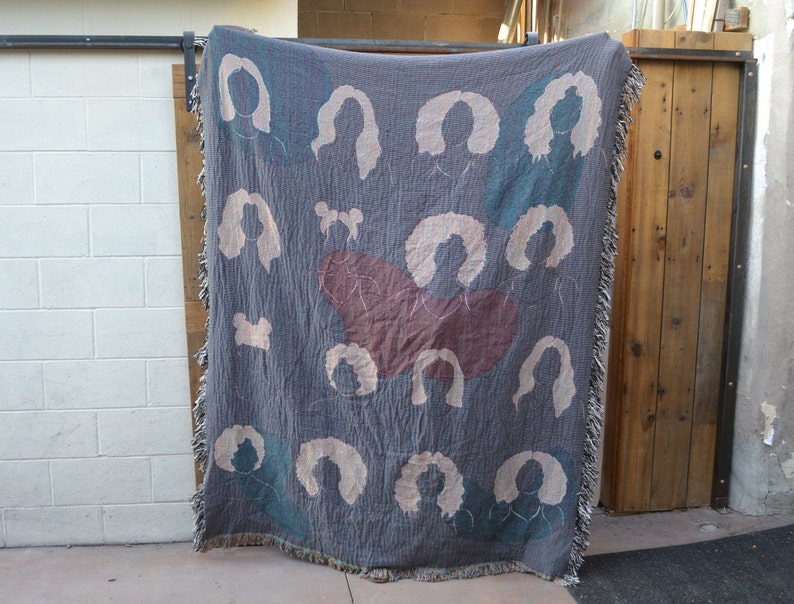 Feminist Home Decor Large Woven Throw Blanket Living Room Bedroom Dorm Modern Women Silhouettes Sisters Gift