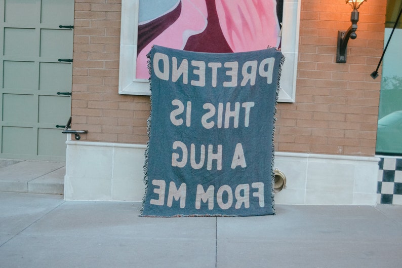 Large Woven Throw Blanket Pretend This is a Hug From Me Etsy