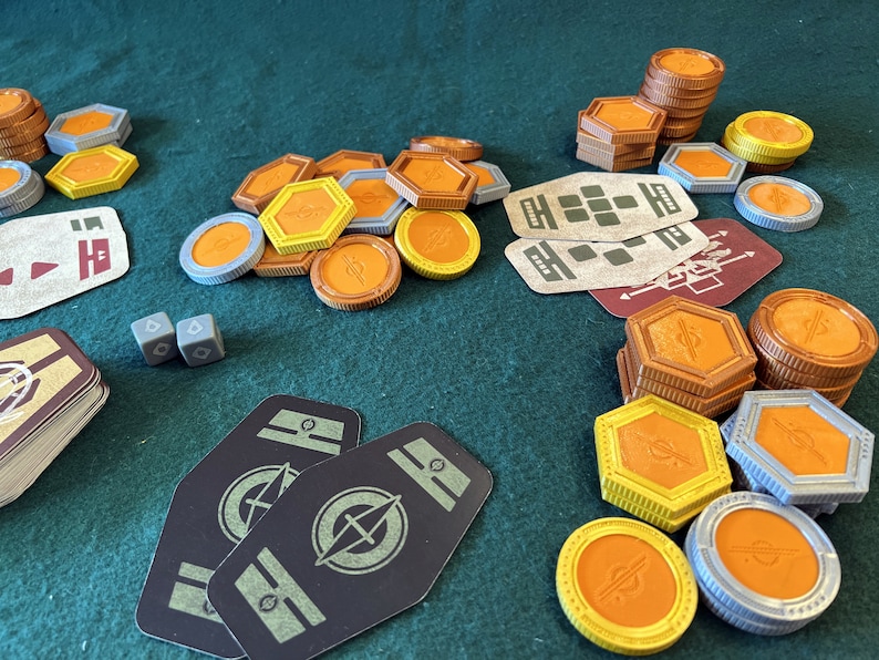 Star Wars Hutt/Halcyon Circle and Hexagon Orange Vertex Casino Chips weighted and double-sided image 9