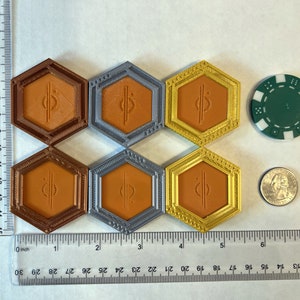 Star Wars Hutt/Halcyon Circle and Hexagon Orange Vertex Casino Chips weighted and double-sided image 5