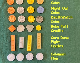 Star Wars Mando Coin & Credit Sets:  Mythosaur,  Nite Owls, Death Watch, Boba Fett, Cara Dune, Calamari Flan (weighted) (SOLD SEPERATELY)