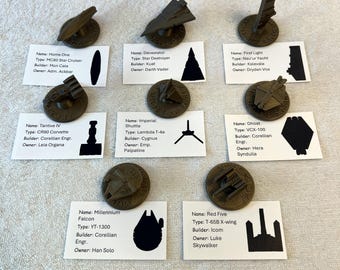 Star Wars Sabacc Ship Token Set: 3D Printed Models