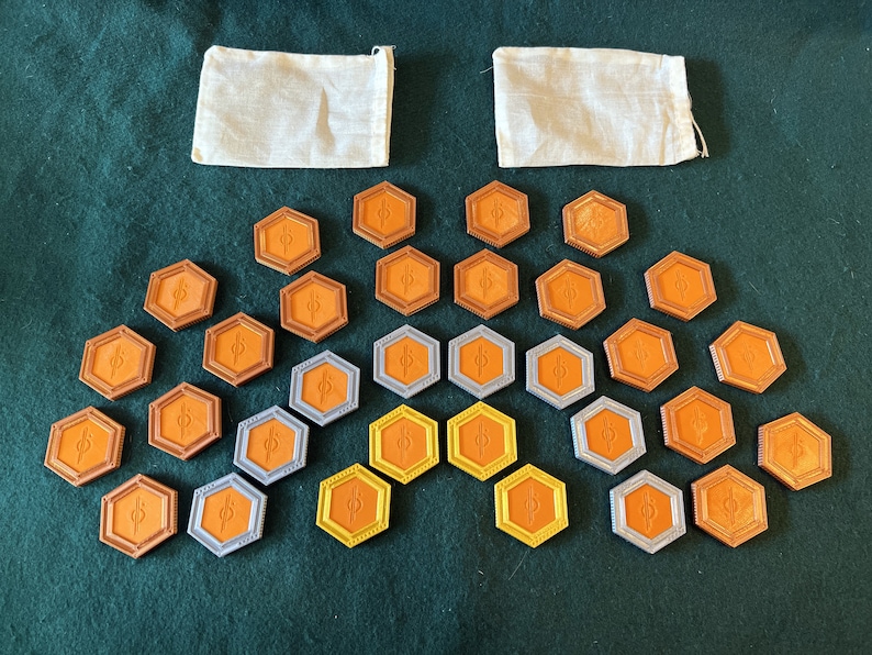 Star Wars Hutt/Halcyon Circle and Hexagon Orange Vertex Casino Chips weighted and double-sided Hexagon Buy-in Set