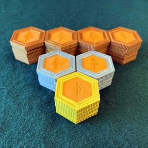 Star Wars Hutt/Halcyon Circle and Hexagon Orange Vertex Casino Chips weighted and double-sided image 8