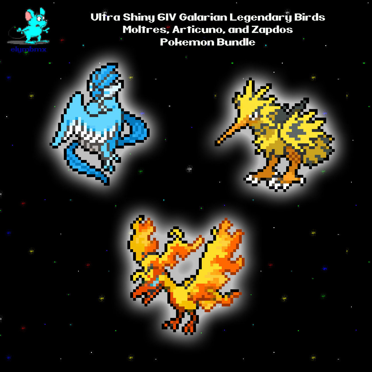 Shiny Galarian Birds Trio (3x, Shiny, 6IV, Battle Ready) - Pokemon