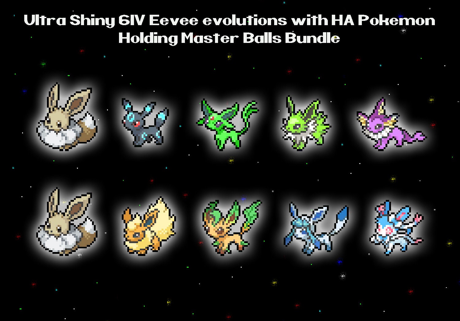SHINY Eeveelutions 9-pack 6IV / Pokemon Sword & Shield / Eevee -   Denmark