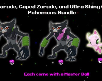 6IV Celebi and Zarude 2-Pack - Improved Pokemon holding master balls -  Pokemon Movie 2020 Event for Pokemon Sword and Shield - elymbmx