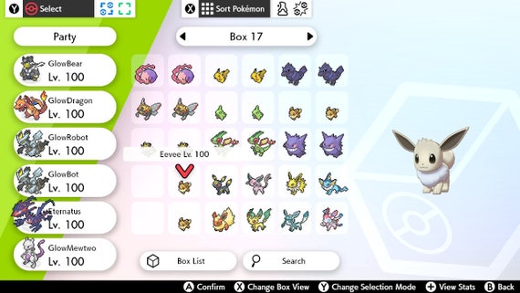 SHINY Eeveelutions 9-pack 6IV / Pokemon Sword & Shield / Eevee -   Denmark