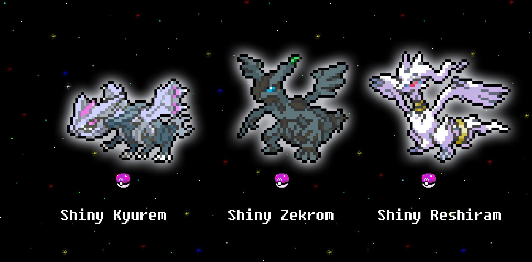 reshiram, zekrom, kyurem, black kyurem, and white kyurem (pokemon)