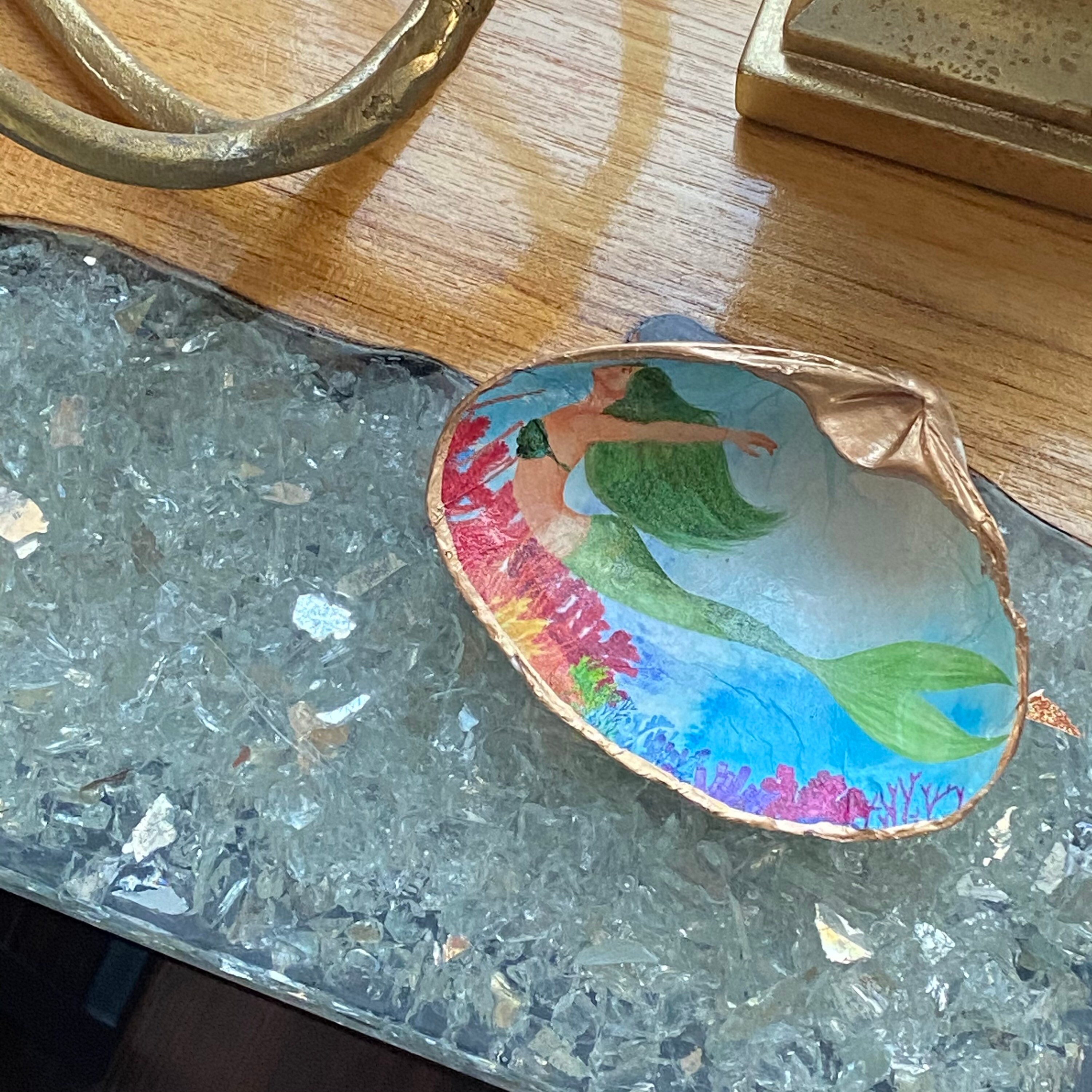 Decoupage Clam Shell Decoupage Shells Clam Shells Mermaid Etsy