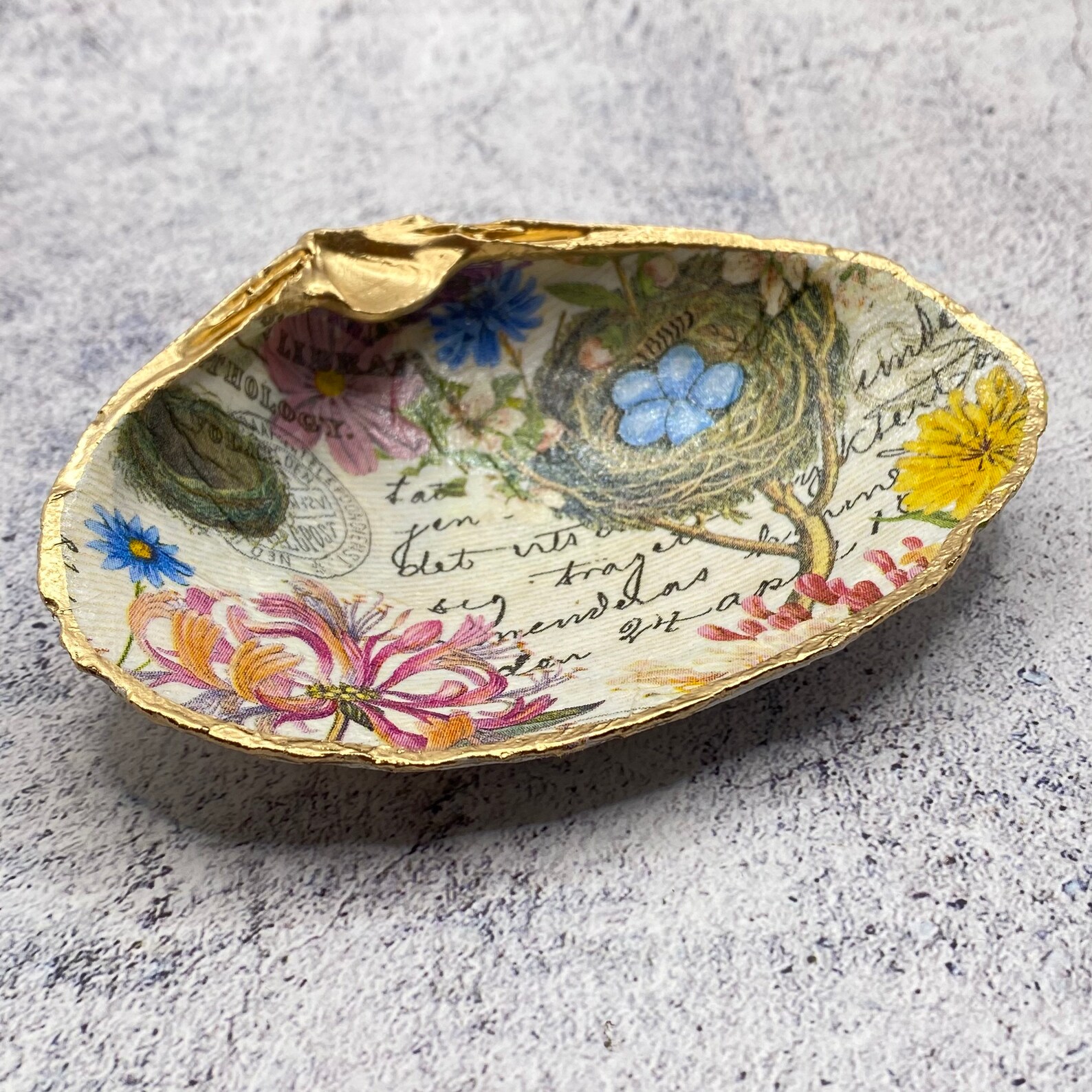 Mermaid Decor Decoupage Shell Art Decoupage Shells Spring Etsy