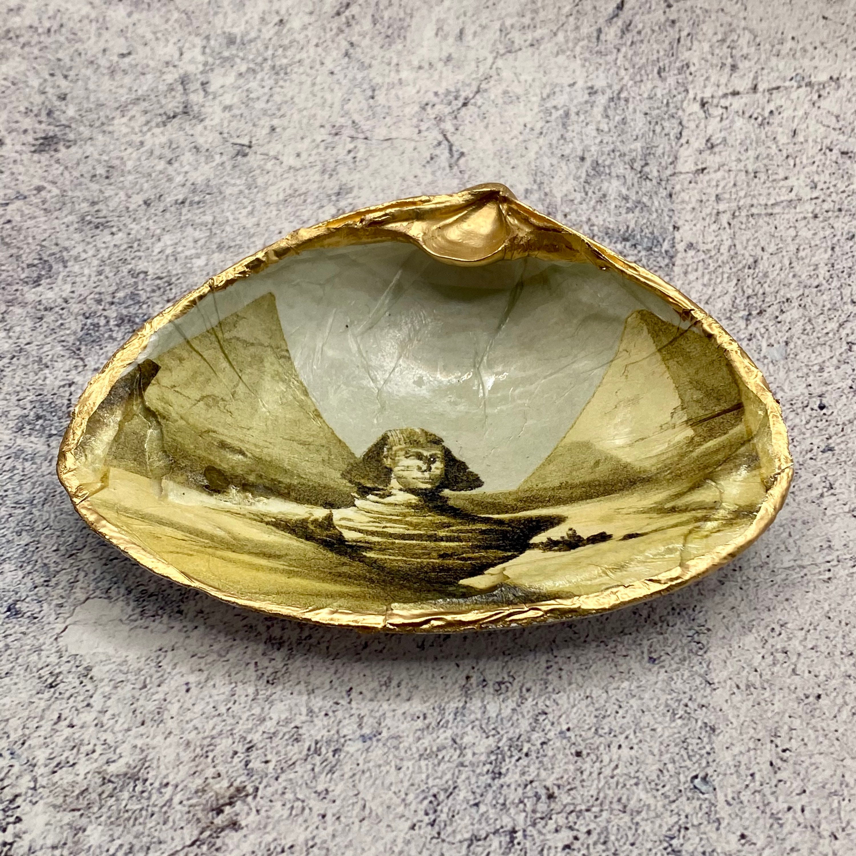 Mermaid Decor Decoupage Shell Art Decoupage Shells Egyptian Etsy