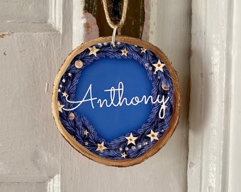 Personalized Ornament, Wood Slice Ornament, Holiday Place Setters, Personalized Christmas Ornament 2021, Gift for Hostess