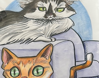 2 Pets Color Caricature Portrait