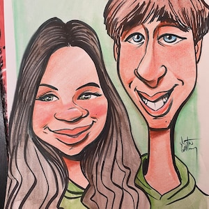 2-Faces Color Caricature Portrait image 3