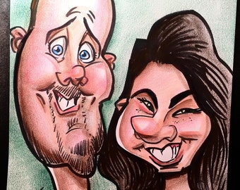 2 Faces Color Caricature Portrait