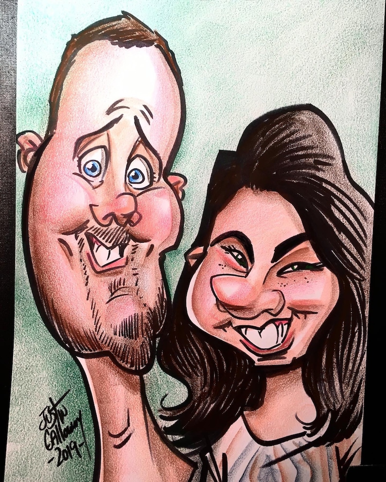 2 Faces Color Caricature Portrait