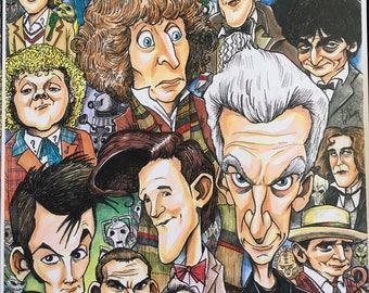 Limited Edition Caricature Print: 12 Doctors